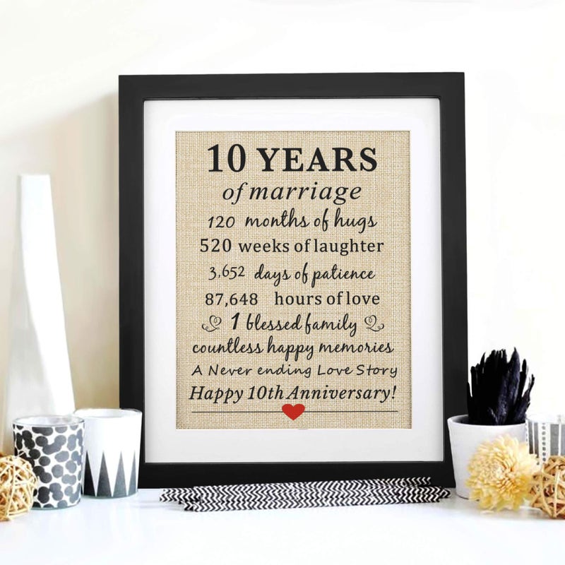Corfara 10th Anniversary Frame 11" W X 13" H, Couples 10 Years of Marriage Gift, 10th Wedding Anniversary Keepsake Gifts for Husband Wife Him Her - Image 2